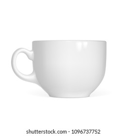 Realistic white cup isolated on white background. Vector illustration.