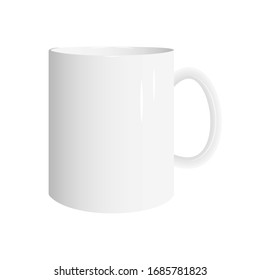 Realistic white cup isolated on white background. Vector template for Mock Up. Vector illustration