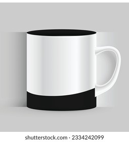 Realistic white cup isolated on transparent background. Vector template for Mock Up. Vector illustration