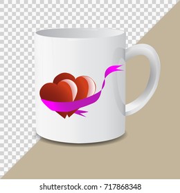 Realistic white cup isolated on transparent background.Vector illustration