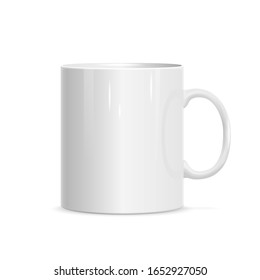 Realistic white cup. Template for mock up.