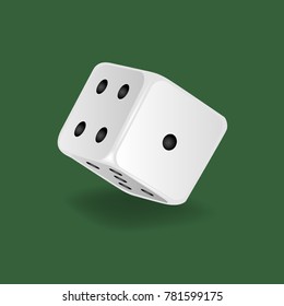 Realistic white dice. Gambling game, casino, dice. Hobbies, professional occupations. Dice casino gambling, with random various numbers: one, four, five. Vector illustration isolated.