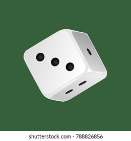 Realistic white dice. Gambling game, casino, dice. Hobbies, professional occupations. Dice casino gambling, with random various numbers: one, two, three. Vector illustration isolated.