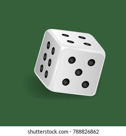 Realistic white dice. Gambling game, casino, dice. Hobbies, professional occupations. Dice casino gambling, with random various numbers: four, five, six. Vector illustration isolated.