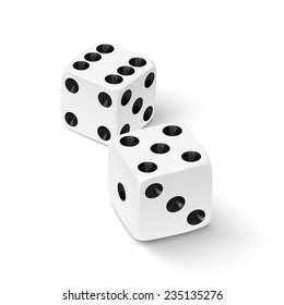 Realistic white dice icon. Vector illustration