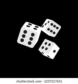 Los dados blancos reales aislan objetos 3d. Juegos de apuestas, casino, juegos de mesa o juegos de mesa. Ilustración vectorial.