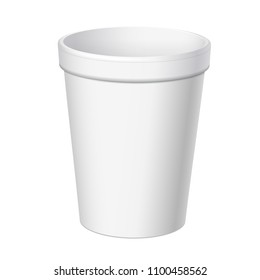 Realistic White Disposable Cup. For various drinks, lemonade, fresh juice, coffee, tea or ice cream. Mock up for brand template. vector illustration.