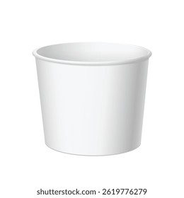 Realistic White Disposable Paper bucket for fast food. Pack for chicken, fries, popcorn..Mock up for brand template. vector illustration.