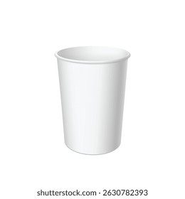 Realistic White Disposable Paper bucket for fast food. Pack for chicken, fries, popcorn..Mock up for brand template. vector illustration.