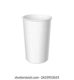 Realistic White Disposable Paper bucket for fast food. Pack for chicken, fries, popcorn..Mock up for brand template. vector illustration.