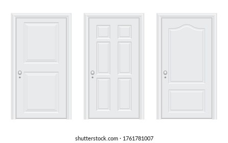 Realistic white door vector design illustration