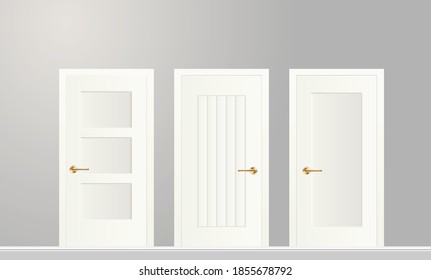 Realistic White doors of different Carving With Frame