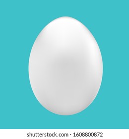 Realistic White egg isolated on blue background. Vector illustration eps 10