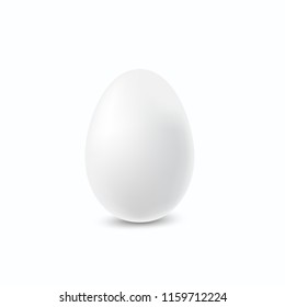 Realistic white egg. Isolated vector on transparent background. Illustration for bird eggs, food, poultry farming, gastronomy, cooking, etc