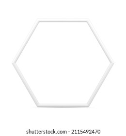 Realistic white elegant six sided decorative metallic frame design 3d template vector illustration. Isometric tender luxury empty border glossy decor mockup for invitation greeting card crystal shape