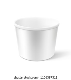 Realistic white empty bucket. Vector illustration isolated on white background. Can be use for your design, presentation, promo, adv. EPS10.