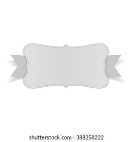 Realistic white empty Card on Ribbon. Vector Illustration