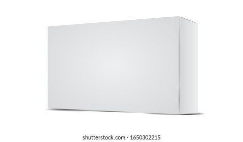 Realistic white empty cardboard package box template. Cardboard boxes with shadows for branding your products.