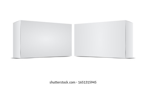 Realistic white empty cardboard package box template. Cardboard boxes with shadows for branding your products.