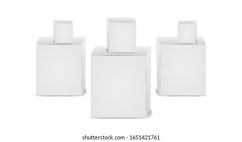 Realistic white empty cardboard package box template. Cardboard boxes with shadows for branding your products.