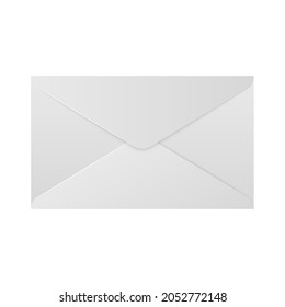 Realistic white envelope. Folded closed envelope mockup isolated on white background. Vector letter illustration