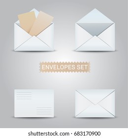 Realistic white envelope with heart isolated on a background