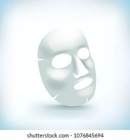 realistic white facial cosmetic mask. Vector illustration.