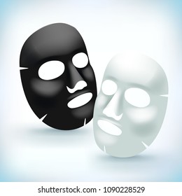 realistic white facial cosmetic mask. Vector illustration.