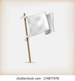 Realistic White Flag Icon. Surrender Concept. Banner Template. Vector