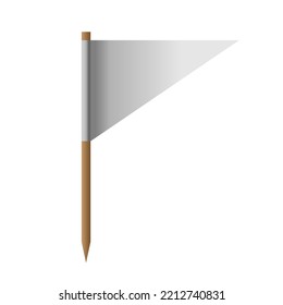 Realistic White Flag Isolated On Background. 3D Pillar Blank Pole. Icon Flagpole Element And Soft Layout Concept Vector Illustration. 