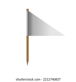 Realistic White Flag Isolated On Background. 3D Pillar Blank Pole. Icon Flagpole Element And Soft Layout Concept Vector Illustration. 