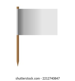 Realistic white flag isolated on background. 3D pillar blank pole. Icon flagpole element and soft layout concept vector illustration. 