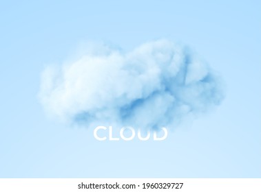 Realistic white fluffy cloud isolated on transparent background. Cloud sky background for your design. Vector illustration EPS10