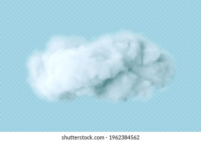 Realistic white fluffy cloud isolated on transparent background. Cloud sky background for your design. Vector illustration EPS10