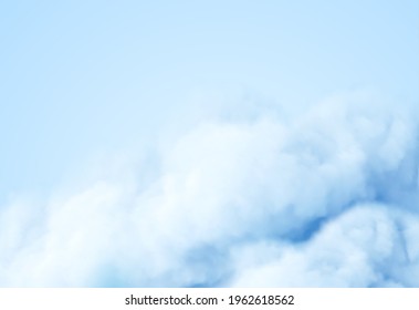 Realistic white fluffy cloud isolated on transparent background. Cloud sky background for your design. Vector illustration EPS10