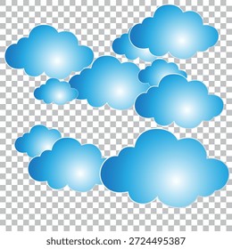 Realistic white fluffy clouds with fog or light smoke effect 