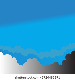 Realistic white fluffy clouds with fog or light smoke effect 