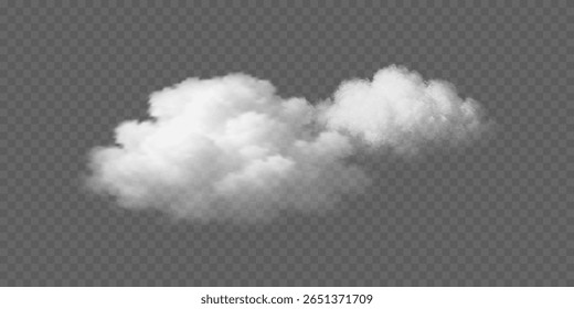 Nuvens brancas macias realistas isoladas sobre fundo transparente. Formas de vapor naturais para o seu design meteorológico, elementos do céu ou efeitos visuais sonhadores. Ilustração vetorial.
