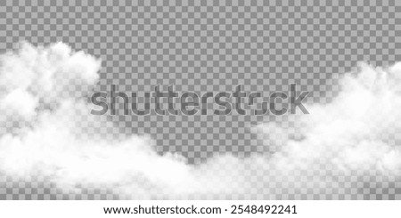 Realistic white fog border or smoke isolated transparent special effect. Vector mist, smog background. Vector illustration