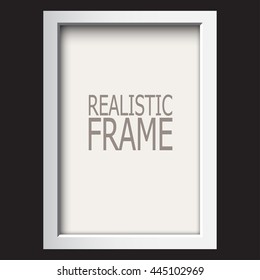 Realistic white frame on black background.