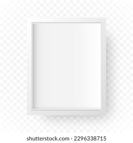 Realistic white frame with shadow on a transparent background. Vector frame design template.