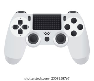 Realistic white gamepad isolated on white background.