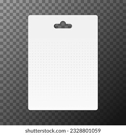 Realistic white gift card isolated on transparent background. Gift card with halftone dots and shadow. Mockup template for sales in stores, price tag. 3d vector illustration