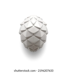 Cono de pino de vidrio blanco realista Xmas fresco bauble 3d diseño para la decoración de vacaciones de invierno ilustración vectorial. Luminosa conífera de lujo clásico decoración de hirera de juguete navideño con lujoso y caro brillo