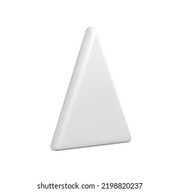 Realistic white glossy flat triangle pyramid shape Christmas tree bauble 3d template isometric vector illustration. Cute Xmas toy hanging minimalist slim cone figure spruce festive decorative design