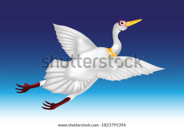Realistic White Goose Flying Vector Illustration Stock Vector (Royalty
