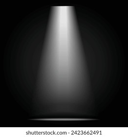 Realistic white gray glowing spotlights on transparent laid background. Theater studio, scene illumination. Magic, bright, gradient light effects. Vector illustration for your design and business.