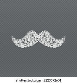 Realistic white gray mustache, element of Santa Claus, Christmas New Year on a transparent background - Vector illustration