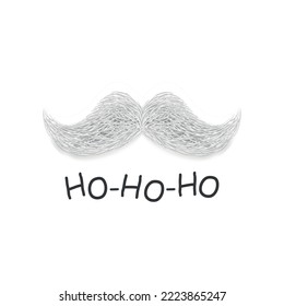 Realistic white gray mustache, element of Santa Claus, Christmas New Year on a white background - Vector illustration