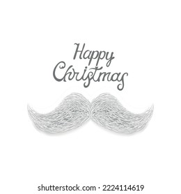 Realistic white gray mustache, element of Santa Claus, Christmas New Year on a white background - Vector illustration
